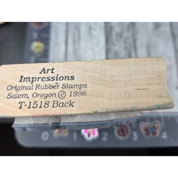 Art Impressions‎ Girl Dress Teddy Bear  T1518 Back Rubber Stamp Wood #P42 - Picture 3 of 3